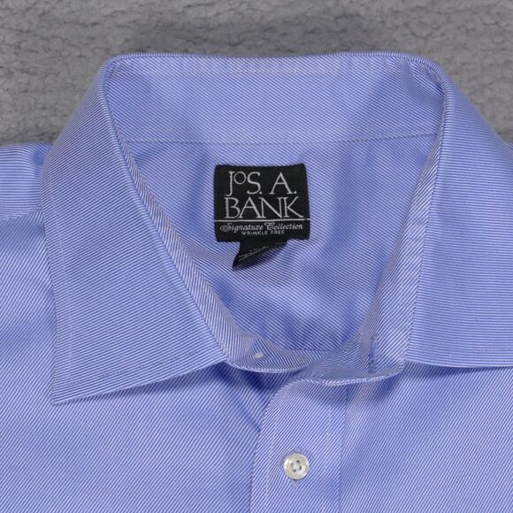 Jos A Bank Signature Button Shirt Men 17 - 33 Blue Button Up Long Sleeve - Picture 7 of 16